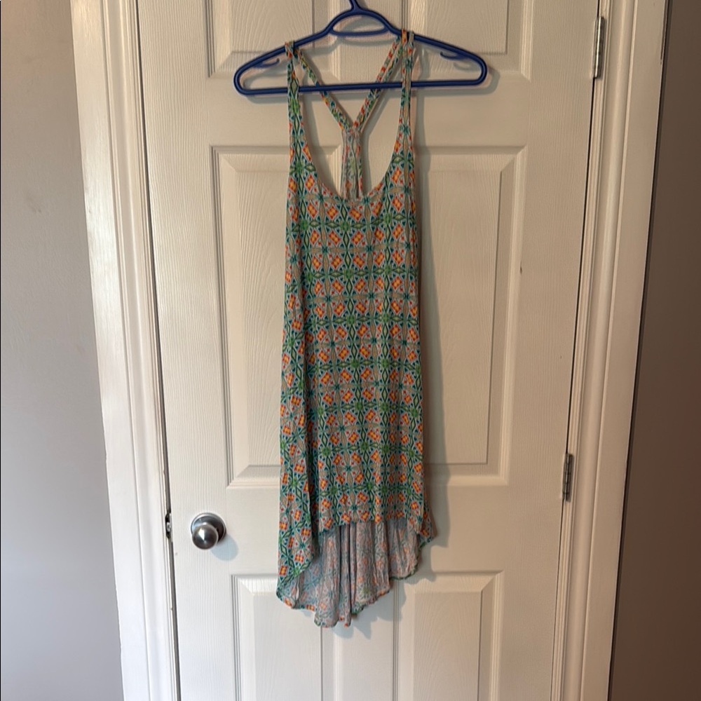The Bikini Lab Asymmetrical Green and Orange Sundress